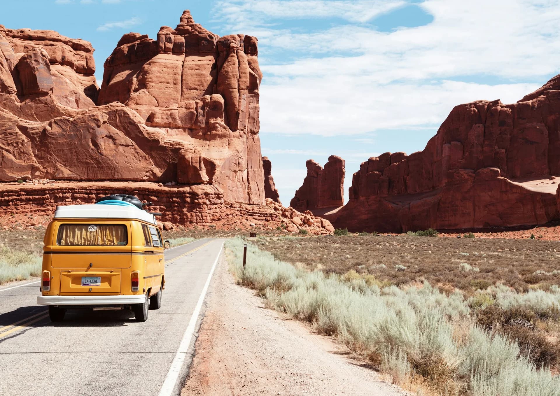 Scenic open road and epic landscape